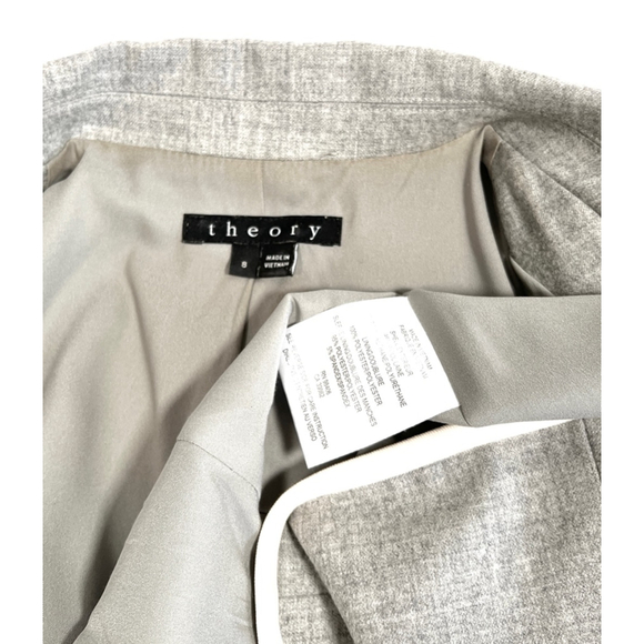 Theory Womans Blazer Wool Blend Gray Cream White RN 98406 - Picture 4 of 13